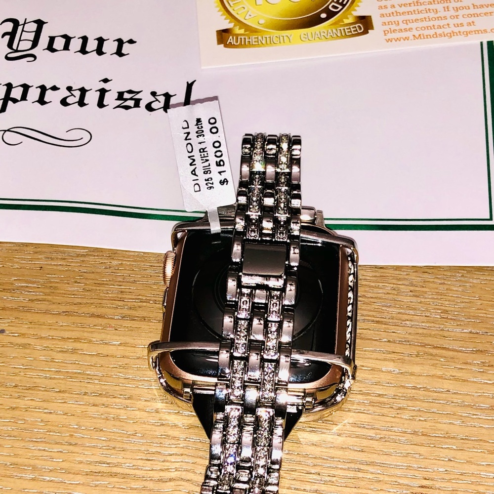 Real diamond Apple Watch bezel not CZ Not fake Custom made Sale FREE APPRAISAL - Picture 2 of 10